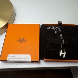 Hermes Pop H Pendant Necklace White